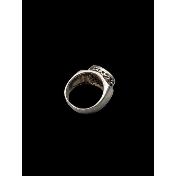 Sterling Silver Mens Opal Ring 925 SIZE 7.25" 4.3mm Thick Band Large Opal Gem - Picture 4 of 16